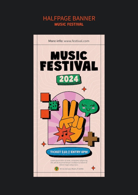 PSD gratuito modello di celebrazione di un festival musicale