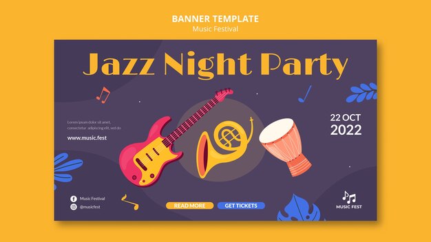 PSD gratuito modello di banner per il design del festival musicale