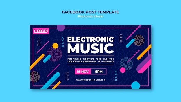 PSD gratuito modello di post su facebook del festival musicale