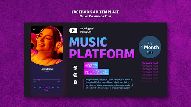 PSD gratuito modello facebook del festival musicale