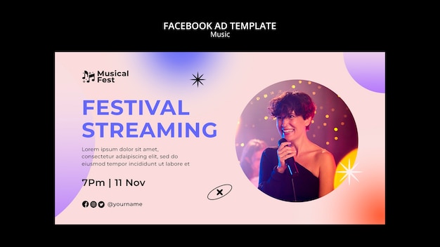 Free PSD music festival facebook template