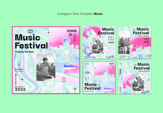 Бесплатный PSD Посты музыкального фестиваля в инстаграме