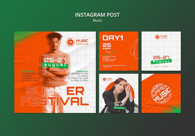 Free PSD music festival  instagram posts