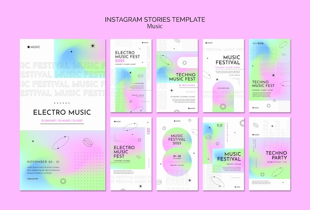 PSD gratuito storie di instagram del festival musicale