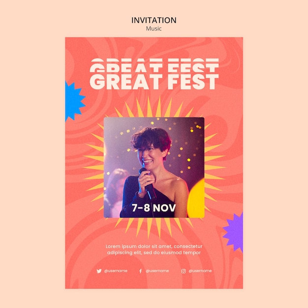 Free PSD music festival invitation template