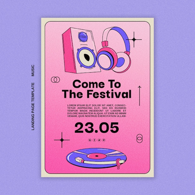 Free PSD music festival invitation template