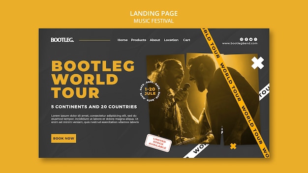 Free PSD music festival landing page template design