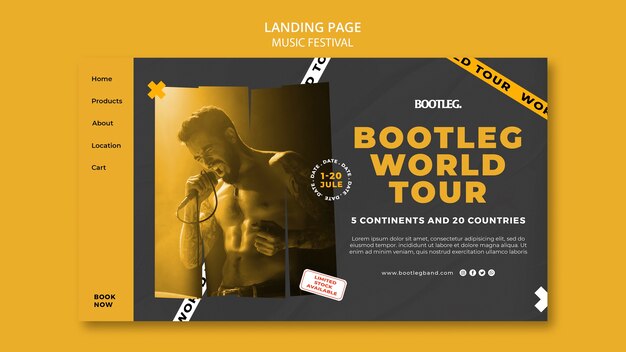 Music festival landing page template design