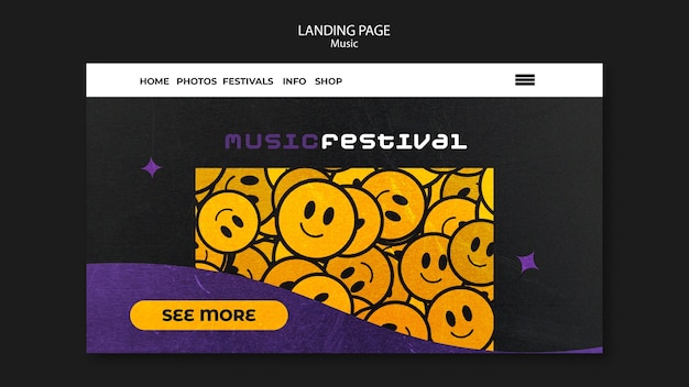 Modello di pagina di destinazione del festival musicale