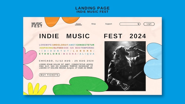 PSD gratuito modello di pagina di destinazione del festival musicale