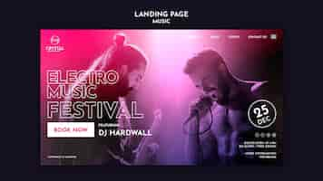 PSD gratuito pagina di destinazione del festival musicale