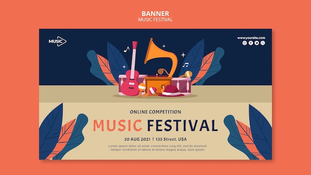 Modello di banner online festival di musica