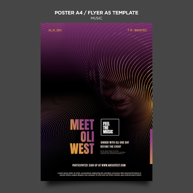 PSD gratuito modello di poster del festival musicale