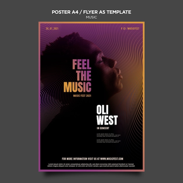 PSD gratuito modello di poster del festival musicale