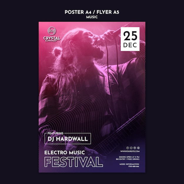 PSD gratuito modello di poster del festival musicale