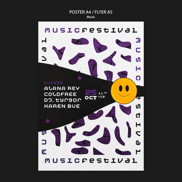 Free PSD music festival poster template