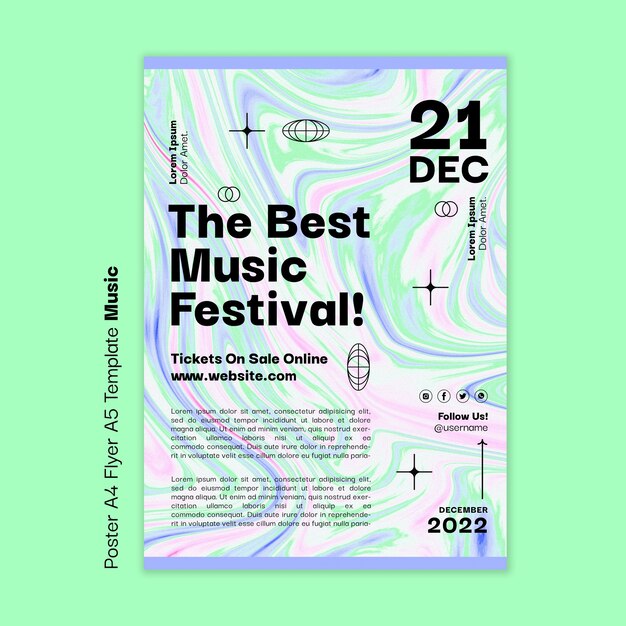 Free PSD music festival  poster template