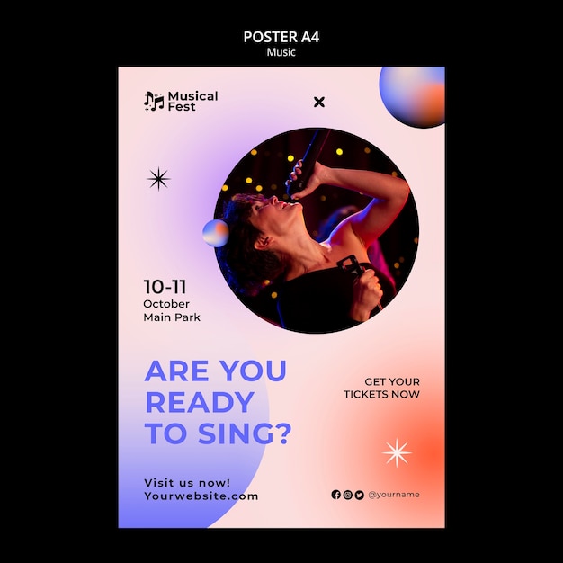 PSD gratuito musica template festival manifesto