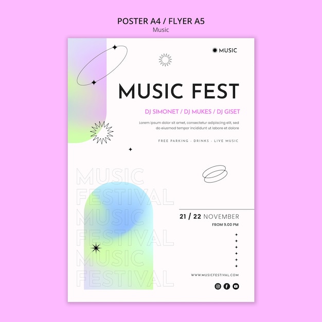 Бесплатный PSD Музыка шаблон фестиваль плакат
