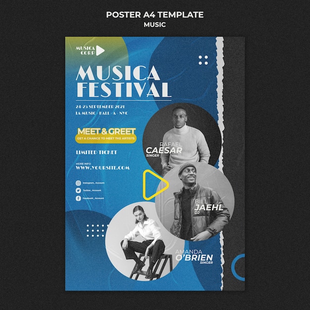 Free PSD music festival print template