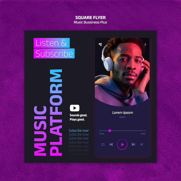 Free PSD music festival square flyer template