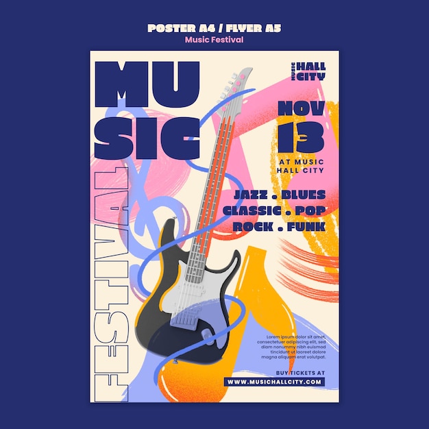 PSD gratuito disegno del modello del festival musicale