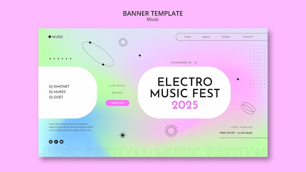 PSD gratuito modello web del festival musicale