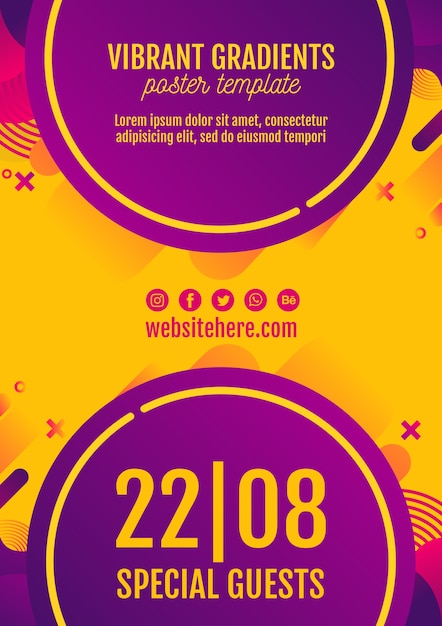 Music festival yellow poster template