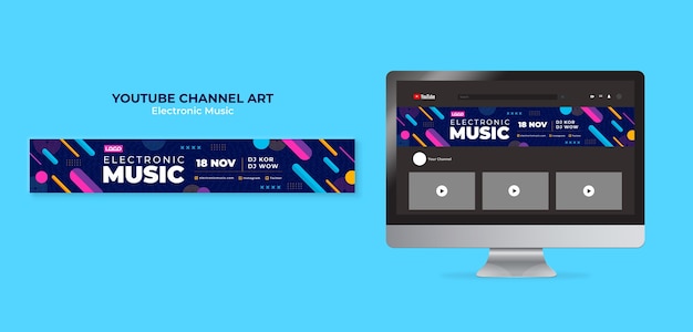 PSD gratuito arte del canale youtube del festival musicale