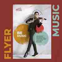 Free PSD music flyer template with photo of man playing a viola