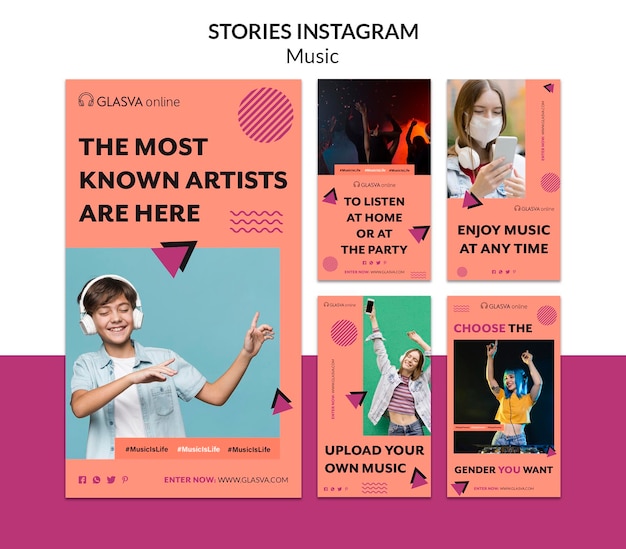 PSD gratuito storie di instagram musicali