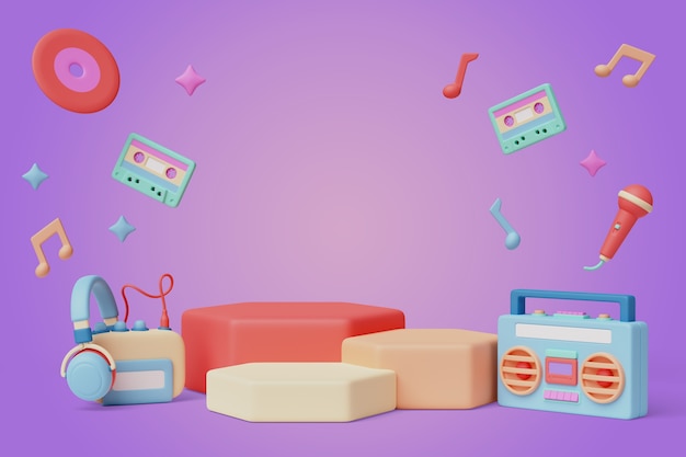 Music instruments sales podium background