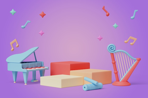 Music instruments sales podium background