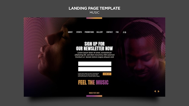 Music landing page web template