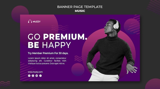 Free PSD music listening banner page template