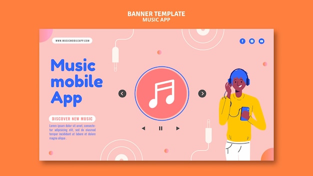 Music mobile app banner template