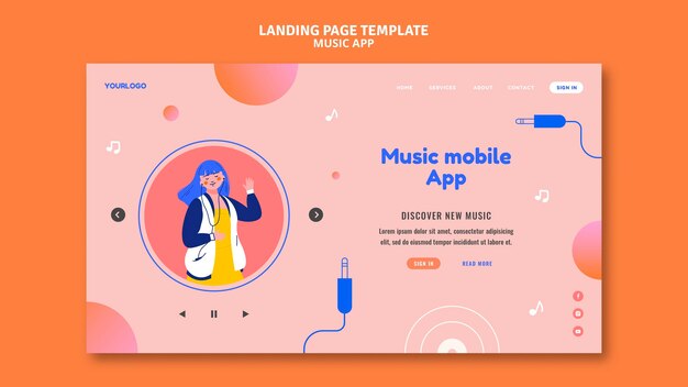 음악 모바일 앱 방문 페이지 템플릿