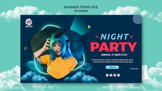 Free PSD music party concept banner template