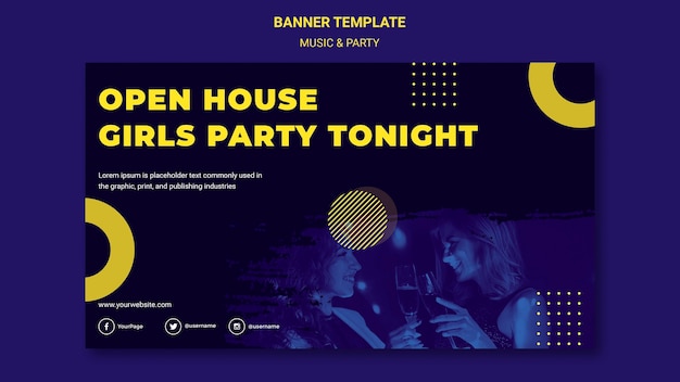 Free PSD music & party concept banner template