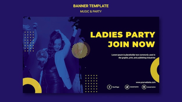 Free PSD music & party concept banner template