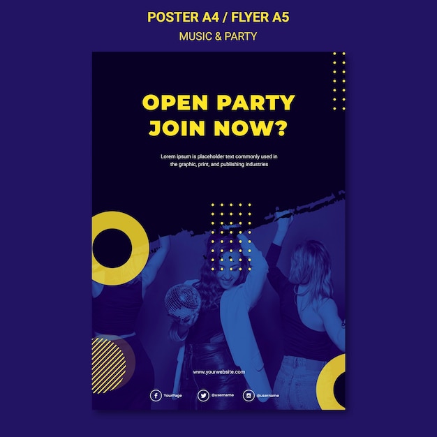 Free PSD music & party concept flyer template