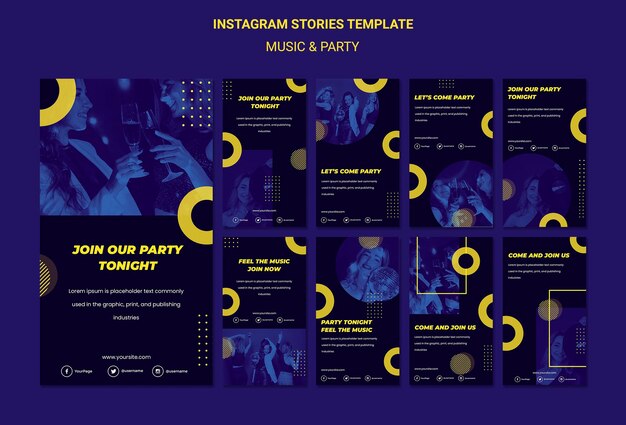 Music & party concept instagram stories template