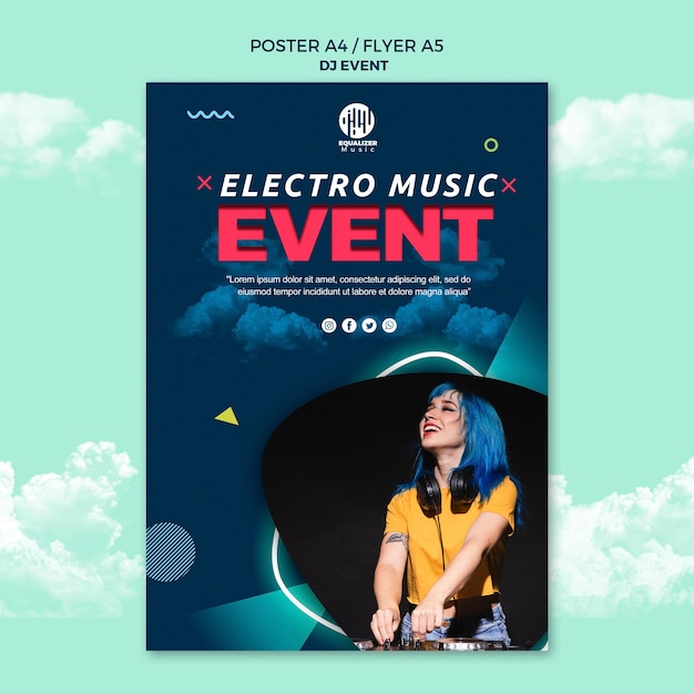 Free PSD music party concept poster flyer template