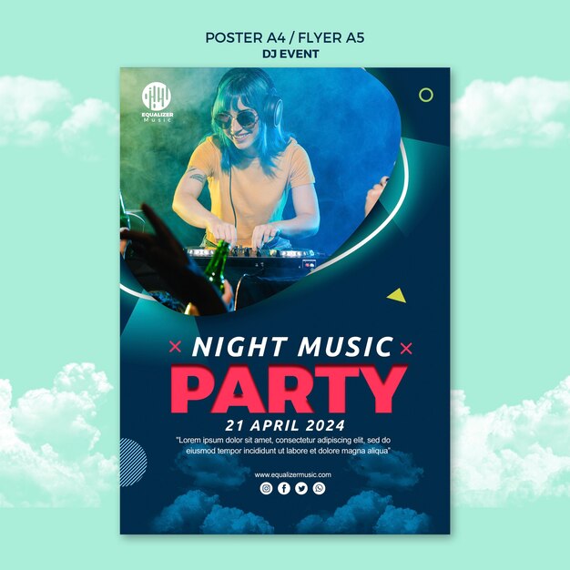 Music party concept poster flyer template