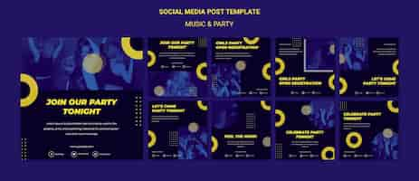 PSD gratuito modello di post sui social media per il concetto di musica e festa