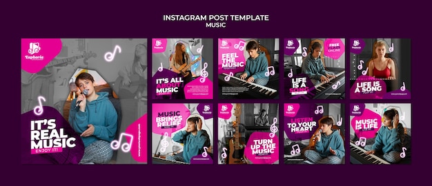 PSD gratuito post di instagram di performance musicali