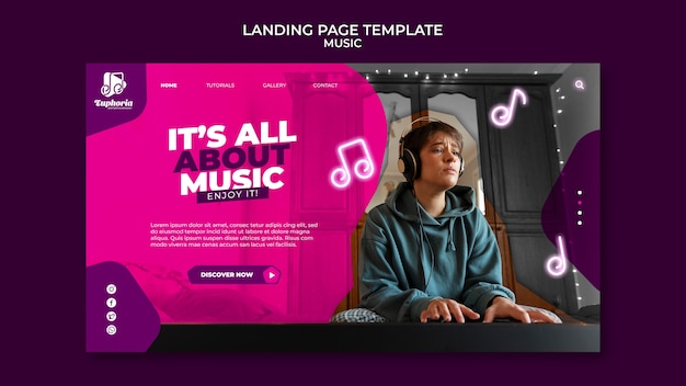 Free PSD music performance landing page