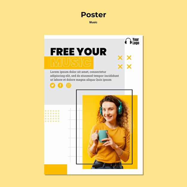 Шаблон плаката музыкальной платформы