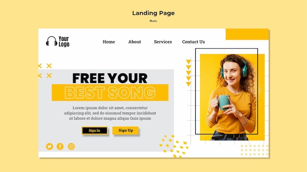 Music platform template landing page