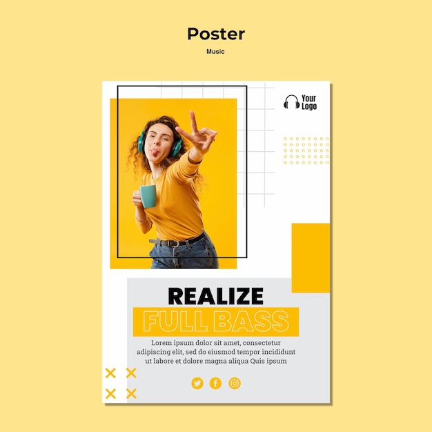 無料PSD 音楽プラットフォームテンプレートポスター